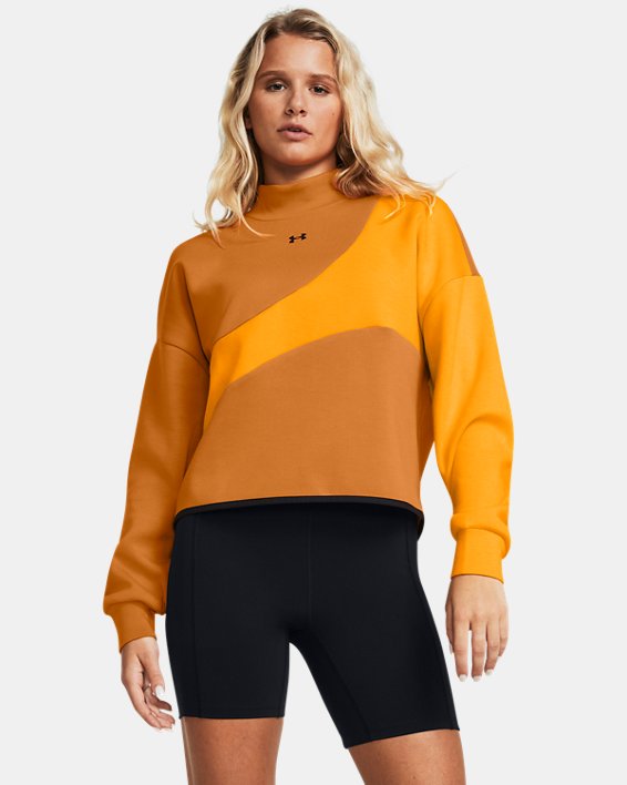 Haut court à col ras du cou UA Unstoppable Fleece pour femme, Orange, pdpMainDesktop image number 0